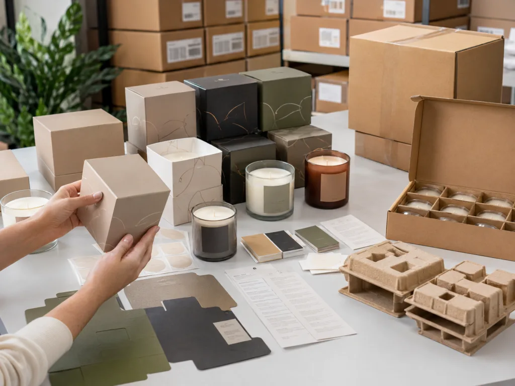 A Candle Sample Is Not the Final Product — It Is the Calibration Standard for Better Bulk Production 5 Private label candle packaging calibration with gift boxes labels inserts and export cartons