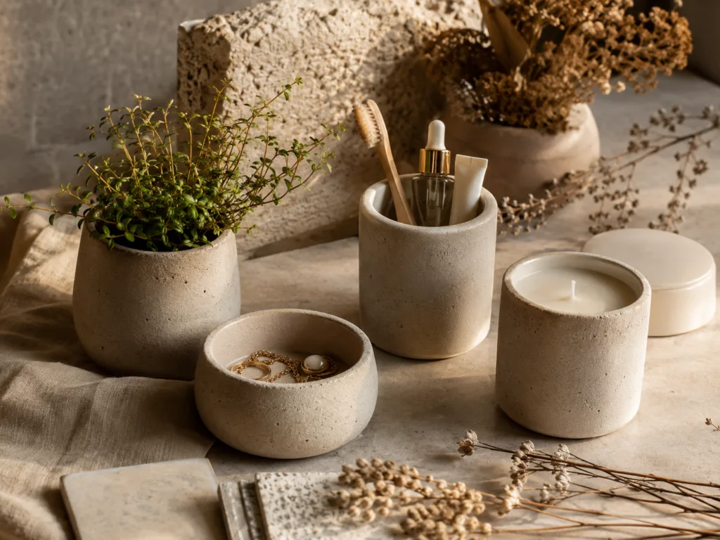 Ceramic vs. Glass Vessels: A Technical Engineering Comparison for Premium Scented Candle Lines 4 Reusable ceramic candle vessels styled as sustainable home decor objects for premium fragrance brands.
